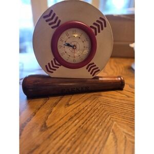 Personalized‎ Baseball Clock "PARKER" Baseball With Clock Sitting On a Bat